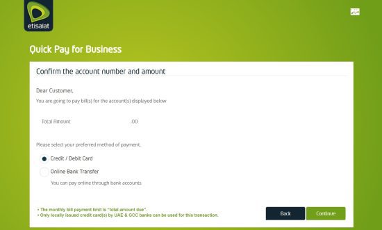 How to Use Etisalat Business Quick Pay