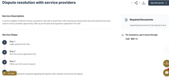 TDRA states that telecom customers should first complain to their service provider