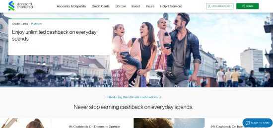 Standard Chartered Platinum Cashback Credit Card